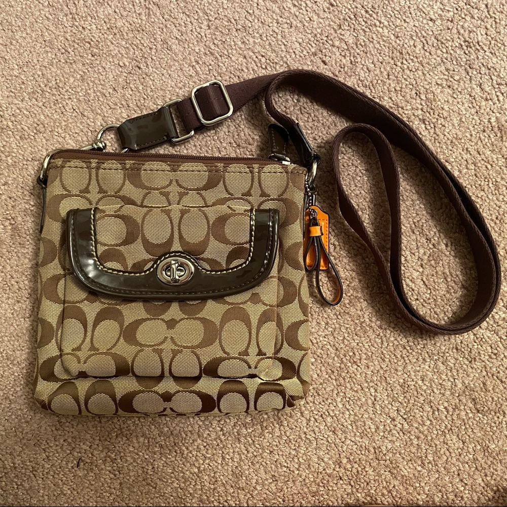 Coach Crossbody Purse, Brown Logo Gem
